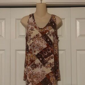 Maurices Floral Patchwork Tank Top - Brown and Cream